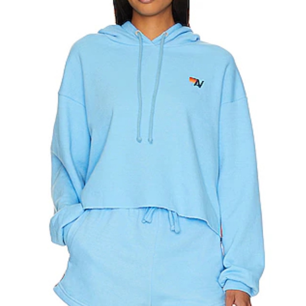 Aviator Nation Sky Blue Cropped Hoodie